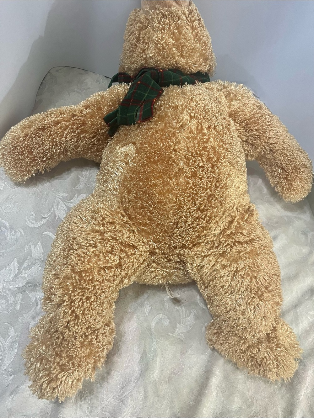 Vintage 90s Rare 30” Holiday Detailed Potbelly Plush Bear with Wide Wool Scarf - Picture 8 of 15